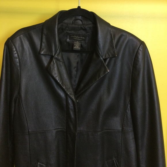 L Croft & Barrow black lambskin leather coat - Picture 4 of 16